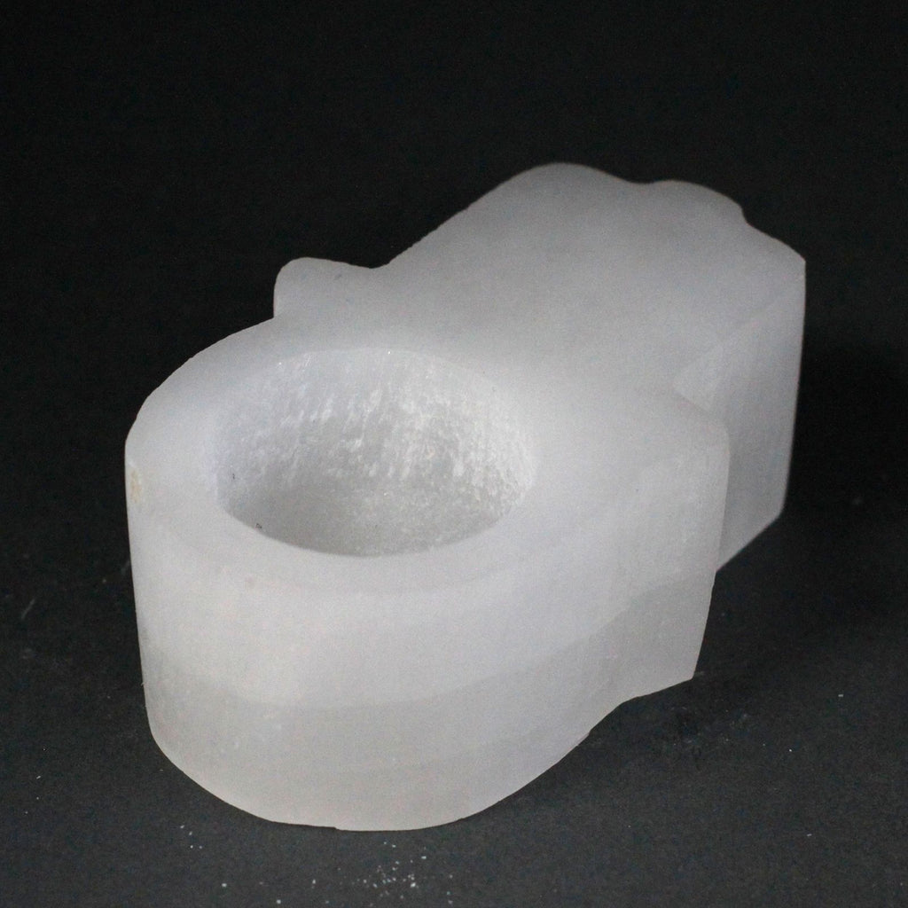 Candle Holder - Selenite Hamsa